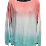 Splendid  Tie Dye Peach/Teal‎ Long Sleeve Thermal Knit Top Size Medium Crew Photo 0