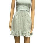 Hollister Light Green Floral Sleeveless Ruffled Spaghetti Strap Mini Dress XS Photo 0