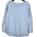 ZARA Oversized Striped Boat Neck Button Down Collar Shirt Long Sleeve XS Blue Photo 11