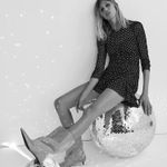 ZARA NWT  Tulle Swiss Shiny Silver Dot Black Dress Photo 1