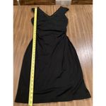 David Meister  ruched waist Bodycon simple black mini Dress V Neck Sleeveless 6 Photo 1