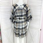 Maeve  Anthropologie Oversized Plaid Kimono Tunic Dress Tie WaistTan Black Small Photo 5