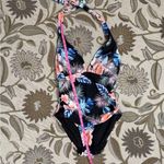 DKNY Swimsuit Tropical One Piece Halter XL New Photo 1