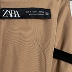 ZARA Copper Satin Midi Dress Gold Shiny Fit And Flare Short Puff Sleeves Large Photo 6