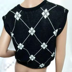 Loubella Vintage 80's Knit Vest Women Size L Diamonds pattern Black White Size L Photo 5