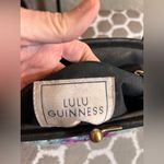 Black Suede Bag Vintage LULU GUINESS Purple Blue Floral embroideried needlepoint Photo 14