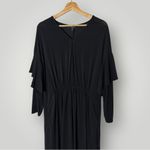 COS  Black V-Neck Draped Midi Dress XS/S Long Sleeve Elastic Waist Photo 5
