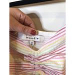 Boutique Moodie Rainbow Pinstripe Maxi Tiered Dress Feminine Preppy Size Medium Photo 3