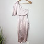 DO+BE NEW‎ NWT  One Shoulder Dress Small Soft Pink Satin Ruched Midi Cocktail Photo 6