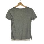 J.Crew  Light Gray Scoop Neck Lace Trim Short Sleeve T-Shirt S Photo 1