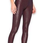 Spanx Faux Leather Sculpting Shaping Smoothing Leggings Wine Burgundy - Sz S Photo 0