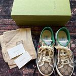 Gucci Tennis 1977 Women’s GG Low Top Sneakers Stripe Green Red Photo 0