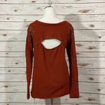 Free People  Grandpa Jersey Outer Sunset Embroidered Blouse Top - Rust - Small Photo 15