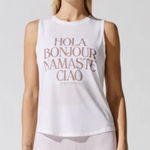 Spiritual Gangster  NWT White Graphic Tank Top Namaste Active Muscle Tee Size M Photo 0