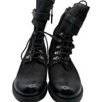 Miz Mooz Black Booties Leather Punk Goth Grunge SZ 36 Textured Lace Up White Fur Photo 1