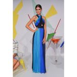 Alice + Olivia Jaelyn Cross Top Flare Dress Blue Ombre pleated size 2 Photo 9