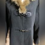 Black Faux Fur Trimmed Jacket Size L Photo 2