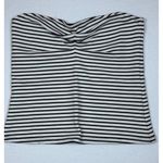 Maeve  Anthropologie Black White Ruched Striped Strapless Top Sz LG New with Tags Photo 1