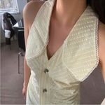 Ganni Seersucker Stripe Midi Dress Stripe Flan Size 14 Yellow Photo 4