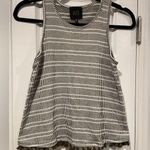 W5  Anthropologie Size XS Olive Green White Stripe Tassel Hem Sleeveless Tank Top Photo 0