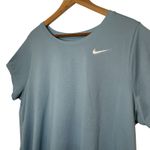 Nike Woman's T Shirt Medium Navy Blue Dri Fit Short Sleeve Round Neck Logo 1X Photo 2