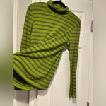 Lands' End  Size M Green Gray Stripe Long Sleeve Turtleneck Top Stretch Soft Photo 8