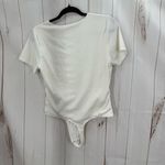 House of Harlow Women’s Large White Ribbed Short Sleeve Bodysuit Photo 3