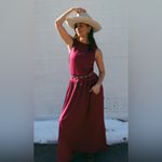 ZESICA Sleeveless Maxi Dress, Crewneck Pleated Flowy with pockets Pink Size M Photo 6