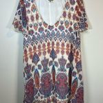 Show Me Your Mumu V-Neck Tunic Blouse Mini Dress Medallion Paisley Flowy Large Photo 0