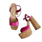 Schutz Glayce Barbie Hot Pink Leather Retro Style Platform Sandals Size 8.5 Photo 0