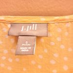 J.Jill  Polka Dot Short Sleeve Modal Blouse Yellow White Small Petite Photo 2