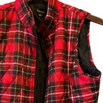 Relativity Relatively Black Red Plaid thin Quilted Lightweight Puffer Vest Photo 1