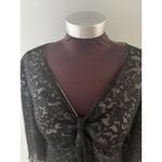 Dressbarn Babydoll Top L Black Lace Y2K Velvet Burnout Whimsigoth Bell Sleeve Size L Photo 1