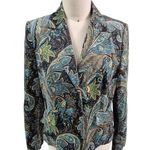 Tribal Brand Stretch Velvet Paisley Boho Jacket Blazer NWOT 14 Brown/Turquoise Brown Photo 0