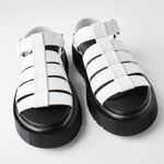 ZARA Thick Sole Fisherman Sandals White Black Chunky Cut-Outs Strappy Flats 9 Photo 1