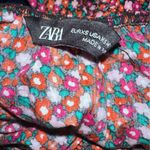 ZARA floral poplin balloon sleeves cinched waist of shoulder crop blouse size XS Photo 4