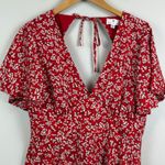 Socialite  Mini Dress Womens Large Red White Floral‎ Ditsy Cutout V-Neck Bohemian Photo 1