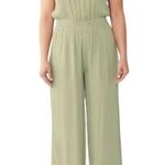 prAna Fernie Wide Leg Jumpsuit Swim Cover Crinkle Pockets Strappy Agave Green L Photo 0