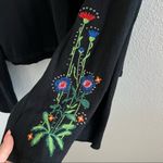 Top Shop Black Knit Bell Sleeve Embroidered and Studded Crop Boho Top US 6 Photo 5