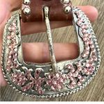 Leather Rock leather brown pink rhinestone belt Photo 5