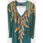 Lillie Rubin Sequin Leaf Design Evening Vintage Dress (L) Blue Size L Photo 1