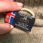 Landau Icelandic Wool Knit Sweater Tan/Beige Herringbone Print Coat, Size L, EUC Tan Size L Photo 2