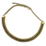 Gold tone green rhinestone choker necklace Photo 0