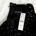 J.Crew NEW Black Lurex Chiffon Smocked Puff Sleeve High Neck Classic Top S Photo 6