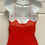 ZARA Red Intense Lace Ribbed Cropped Top Photo 5