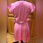 Wilfred  Aritzia Mademoiselle‎ Satin V-Neck Wrap Mini Dress in Bubble Pink Medium Photo 9