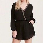 Torrid Black embellished georgette romper with pockets long sleeve never worn  Photo 1