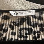 ZARA ✨ Black Cream Leopard Print Faux Wrap Smocked Long Sleeve V Neck Sz M Top✨ Photo 7