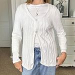 st. john's bay Cable knit white cardigan with button front Photo 3