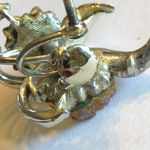 Coro Vintage Light Gold Tone Iridescent Yellow Resin Flower Clip On Earrings Photo 3